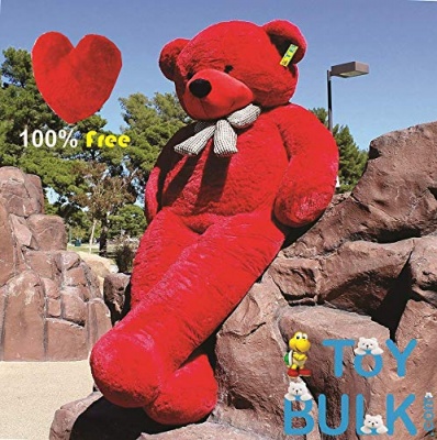 ToYBULK 7 Feet Teddy Bear Large Real Giant  Very Soft Lovable/Hug-Gable Teddy Bears  Girlfriends/Birthday, Wedding Gift (Red)
