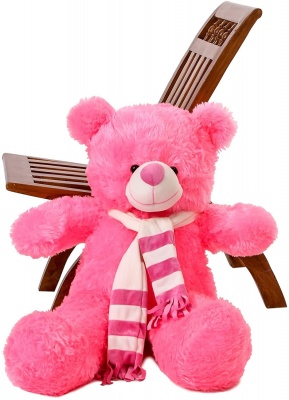 3 Feet Muffler Teddy Bear Cute & Elegant 3 Feet Teddy Bear Stuffed Toy - 90 Cm (Pink)