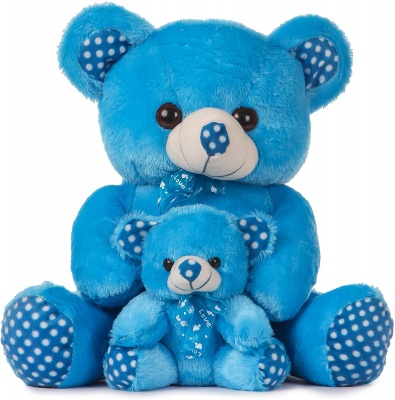 1.5 Feet Mother And Baby Teddy Bear Blue Colour