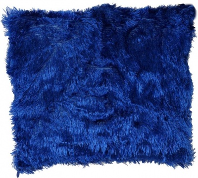 Polyester Double Side Baby Fur Cushion (Blue colour, 16x16-inch) Set of 1