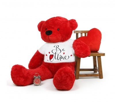 3 Feet Big Red Teddy Bear Wearing Be Mine T-Shirt 36 Inch T-shirt Teddy You're Personalized Message Teddy Bears