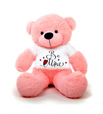 3 Feet Big Pink Teddy Bear Wearing Be Mine T-Shirt 36 Inch T-shirt Teddy You're Personalized Message Teddy Bears