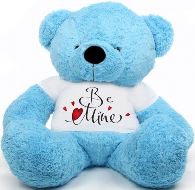 6 Feet Big Sky Blue Teddy Bear Wearing Be Mine T-Shirt 72 Inch T-shirt Teddy You're Personalized Message Teddy Bear