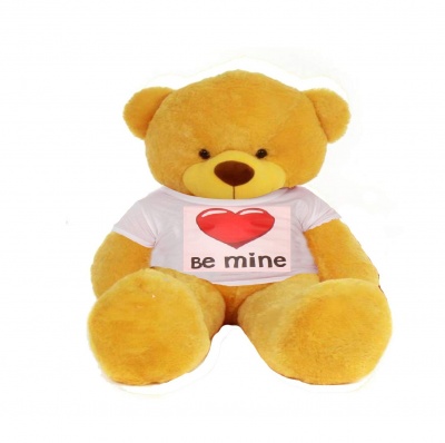 3 Feet Big Yellow Teddy Bear Wearing Be Mine T-Shirt 36 Inch T-shirt Teddy You're Personalized Message Teddy Bears