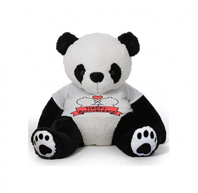 3 Feet Big Panda Bear Wearing Happy Anniversary T-Shirt, 36 Inch Panda, You're Personalized Message Panda Bears