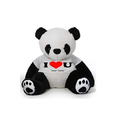 3 Feet Big Panda Bear Wearing Love T-Shirt, 36 Inch Panda, You're Personalized Message Panda Bears