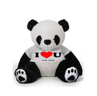 4 Feet Big Panda Bears Wearing Love T-Shirt, 48 Inch Panda, You're Personalized Message Panda Bears