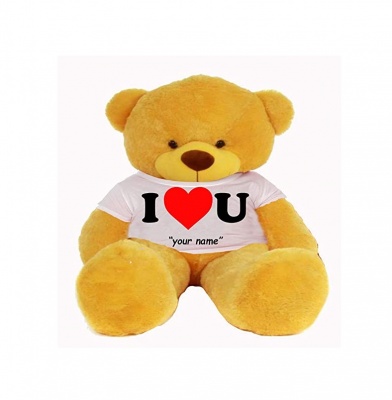 3 Feet Big Yellow Teddy Bear Wearing Love T-Shirt 36 Inch T-shirt Teddy You're Personalized Message Teddy Bears