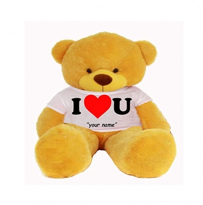 4 Feet Big Yellow Teddy Bears Wearing Love T-Shirt 48 Inch T-shirt Teddy You're Personalized Message Teddy Bears