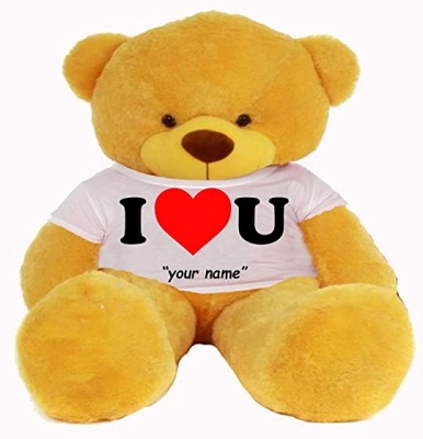 6 Feet Big Yellow Teddy Bear Wearing Love T-Shirt 72 Inch T-shirt Teddy You're Personalized Message Teddy Bears