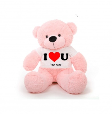 2 Feet Big Pink Teddy Bear Wearing Love T-Shirt You're Personalized Message Teddy Bears