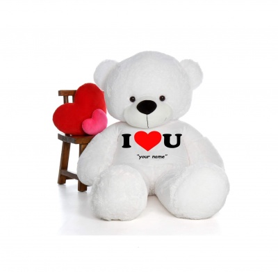 2 Feet Big White Teddy Bear Wearing Love T-Shirt You're Personalized Message Teddy Bears