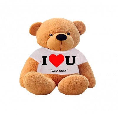 2 Feet Big Brown Teddy Bear Wearing Love T-Shirt You're Personalized Message Teddy Bears