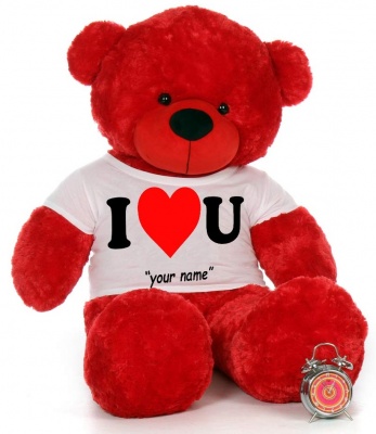 6 Feet Big Red Teddy Bear Wearing Love T-Shirt 72 Inch T-shirt Teddy You're Personalized Message Teddy Bears