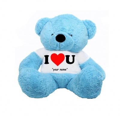 3 Feet Big Sky Blue Teddy Bear Wearing Love T-Shirt 36 Inch T-shirt Teddy You're Personalized Message Teddy Bears