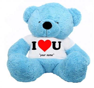 5 Feet Big Sky Blue Teddy Bear Wearing Love T-Shirt 60 Inch T-shirt Teddy You're Personalized Message Teddy Bear