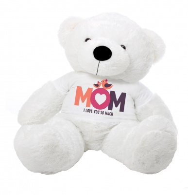 4 Feet Big White Teddy Bears Wearing Love MOM T-Shirt, 48 Inch T-shirt Teddy, You're Personalized Message Teddy Bears
