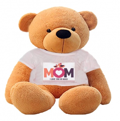 5 Feet Big Brown Teddy Bear Wearing Love MOM T-Shirt, 60 Inch T-shirt Teddy, You're Personalized Message Teddy Bear