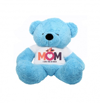 2 Feet Big Sky Blue Teddy Bear Wearing Love MOM T-Shirt You're Personalized Message Teddy Bears