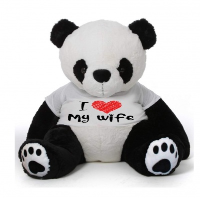 4 Feet BigPanda Bears Wearing Love Wife T-Shirt, 48 Inch T-shirt Panda, You're Personalized Message Panda Bears