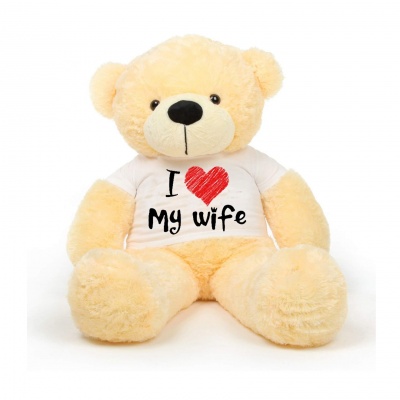 3 Feet Big Cream Teddy Bear Wearing Love Wife T-Shirt 36 Inch T-shirt Teddy You're Personalized Message Teddy Bears
