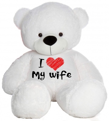 6 Feet Big White Teddy Bear Wearing Love Wife T-Shirt 72 Inch T-shirt Teddy You're Personalized Message Teddy Bears