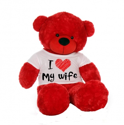 4 Feet Big Red Teddy Bears Wearing Love Wife T-Shirt, 48 Inch T-shirt Teddy, You're Personalized Message Teddy Bears
