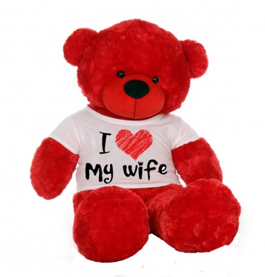 5 Feet Big Red Teddy Bear Wearing Love Wife T-Shirt, 60 Inch T-shirt Teddy, You're Personalized Message Teddy Bear