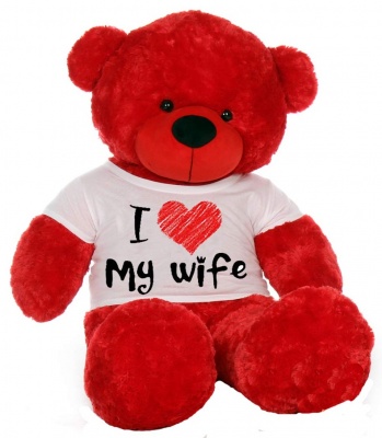 6 Feet Big RedTeddy Bear Wearing Love Wife T-Shirt 72 Inch T-shirt Teddy You're Personalized Message Teddy Bears