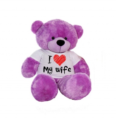 2 Feet Big Purple Teddy Bear Wearing Love Wife T-Shirt You're Personalized Message Teddy Bears