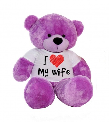 4 Feet Big Purple Teddy Bears Wearing Love Wife T-Shirt, 48 Inch T-shirt Teddy, You're Personalized Message Teddy Bears