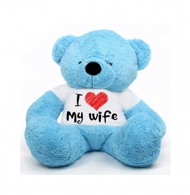 3 Feet Big Sky Blue Teddy Bear Wearing Love Wife T-Shirt 36 Inch T-shirt Teddy You're Personalized Message Teddy Bears