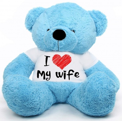 6 Feet Big Sky Blue Teddy Bear Wearing Love Wife T-Shirt 72 Inch T-shirt Teddy You're Personalized Message Teddy Bears