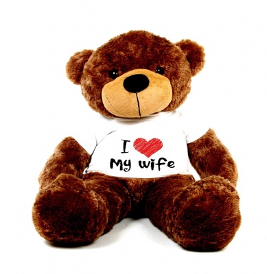 4 Feet Big Chocolate Teddy Bears Wearing Love Wife T-Shirt, 48 Inch T-shirt Teddy, You're Personalized Message Teddy Bears