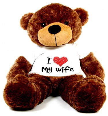6 Feet Big Chocolate Teddy Bear Wearing Love Wife T-Shirt 72 Inch T-shirt Teddy You're Personalized Message Teddy Bears
