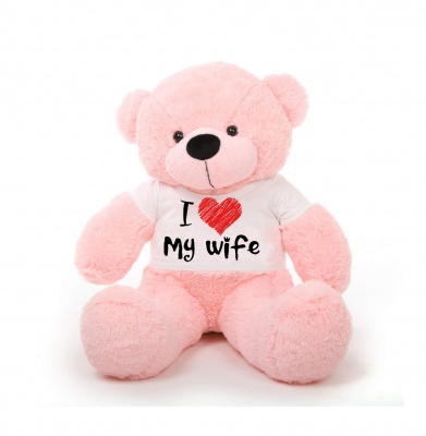 3 Feet Big Pink Teddy Bear Wearing Love Wife T-Shirt 36 Inch T-shirt Teddy You're Personalized Message Teddy Bears