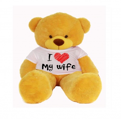 3 Feet Big Yellow Teddy Bear Wearing Love Wife T-Shirt 36 Inch T-shirt Teddy You're Personalized Message Teddy Bears
