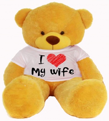6 Feet Big Yellow Teddy Bear Wearing Love Wife T-Shirt 72 Inch T-shirt Teddy You're Personalized Message Teddy Bears
