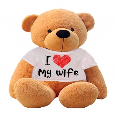 4 Feet Big Brown Teddy Bear Wearing Love Wife T-Shirt, 48 Inch T-shirt Teddy, You're Personalized Message Teddy Bear