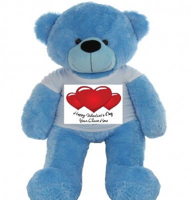 6 Feet Big Sky Blue Teddy Bear Wearing Valentine's Day T-Shirt 72 Inch T-shirt Teddy You're Personalized Message Teddy Bears