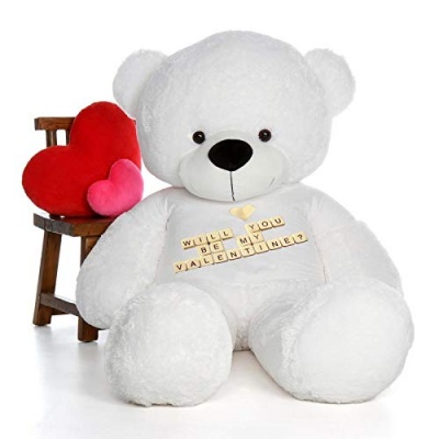 5 Feet Big White Teddy Bear Wearing Valentine's Day T-Shirt, 60 Inch T-shirt Teddy, You're Personalized Message Teddy Bear