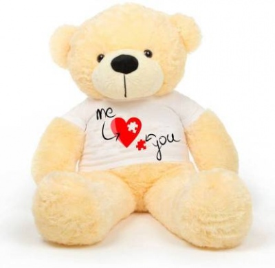 3 Feet Big Cream Teddy Bear Wearing Valentine's Day T-Shirt 36 Inch T-shirt Teddy You're Personalized Message Teddy Bears