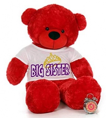 5 Feet Big Red Teddy Bear Wearing Sister's T-Shirt, 60 Inch T-shirt Teddy, You're Personalized Message Teddy Bear