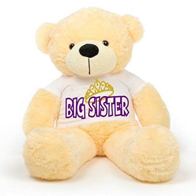 5 Feet Big Cream Teddy Bear Wearing Sister's T-Shirt, 60 Inch T-shirt Teddy, You're Personalized Message Teddy Bear