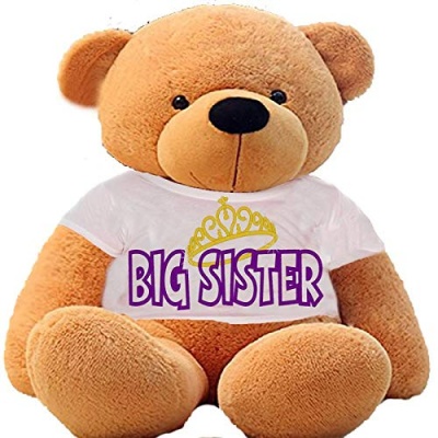 5 Feet Big Brown Teddy Bear Wearing Sister's T-Shirt, 60 Inch T-shirt Teddy, You're Personalized Message Teddy Bear