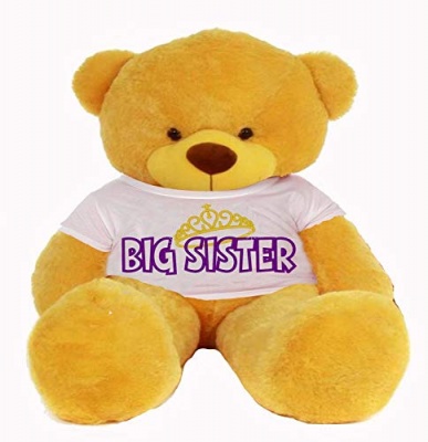 5 Feet Big Yellow Teddy Bear Wearing Sister's T-Shirt, 60 Inch T-shirt Teddy, You're Personalized Message Teddy Bear