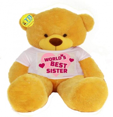 6 Feet Big Yellow Teddy Bear Wearing Sister's T-Shirt 72 Inch T-shirt Teddy You're Personalized Message Teddy Bears