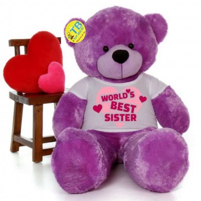 6 Feet Big Purple Teddy Bear Wearing Sister's T-Shirt 72 Inch T-shirt Teddy You're Personalized Message Teddy Bears