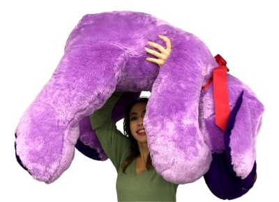 ToYBULK Giant Stuffed Puppy Dog 3 Feet Long Squishy Soft Extremely Large Plush Animal Purple Color