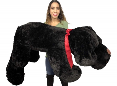 ToYBULK Giant Stuffed Puppy Dog 5 Feet Long Squishy Soft Extremely Large Plush Animal Black Color